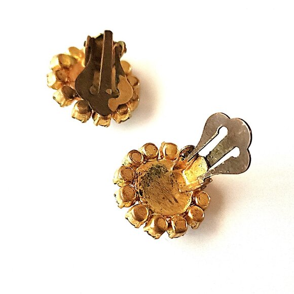 Aurora Borealis needlepoint clip-on earrings - Picture 3 of 7